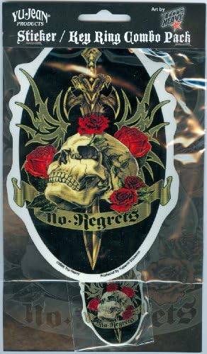 Top Heavy - No Regrets Effigy Skull - Metal Keychain and Sticker Combo Pack