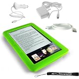 Kroo Nook Electronic Book Reader Slim Silicone Skin Case (Green) + Includes a 4-Inch eBigvalue Determination Hand Strap