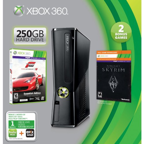 Xbox 360 250GB Included: Forza 4 and Skyrim: the Elder Scrolls