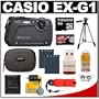 Casio Exilim EX-G1 Endurance Shockproof / Waterproof Digital Camera (Black) + 8GB Card + Battery + Floating Strap + Tripod + Case + Accessory Kit