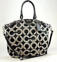 Hot Sale Coach Madison Op Art Sateen Lindsey Convertible Bag 18649 Black White