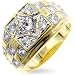 Mens Ring Gold Plated With Clear CZs