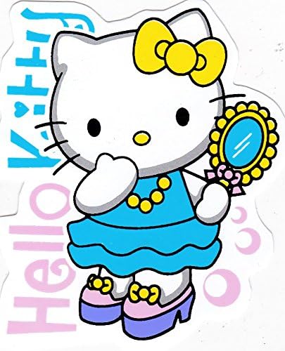 [STICKER G387] HELLO KITTY SANRIO Japan Japanese Cartoon TV series : Notebook PC Suitcase Skateboard Luggage Car &amp; Bumper Vinyl Die-Cut Adhesive Decal 2.5"x3.25" 6.5x8cm