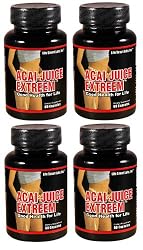 ACAI Juice Extreem -240 CAPSULES 100% PURE, 4 times MORE potent for each MG ACAI Berry Natural Nutrition, Energy 4 Bottles, 4 Months , 1300 Mg, acai juice extreme
