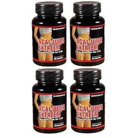 ACAI Juice Extreem -240 CAPSULES 100% PURE, 4 times MORE potent for each MG ACAI Berry Natural Nutrition, Energy 4 Bottles, 4 Months , 1300 Mg, acai juice extreme