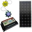 HQRP KIT (85 Watt Solar Panel 85W Power 12V Monocrystalline 12 Volt, Solar 10A Charge Power Controller / Regulator 12V / 24V 10 Amp) + HQRP UV Chain / UV Radiation Health Tester