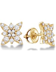 14K White Gold Channel Set Round Diamond Butterfly Stud Earrings with Screw Back Closure - (.62 cttw)