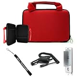 RED Protective Nylon Cover Carrying Case with Handles For BeBook Neo Book Reader eReader + Includes a 4-Inch Determination Hand Strap + Includes a Anti Glare Screen Protector + Includes a Rapid Travel Car Charger