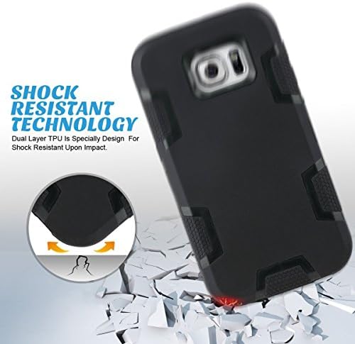 Samsung Galaxy S6 Case, iLuvCell Presents Samsung Galaxy S6 Case for Heavy Duty Use and Extreme Shock Absorption. Case Cover for Galaxy S6 2015. (Black/Black)