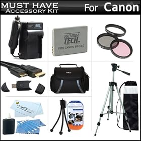 Must Have Accessory Kit For Canon VIXIA HF R21 Full HD Camcorder Includes Extended (1500Mah) Replacement BP-110 Battery + Ac/Dc Travel Charger + Deluxe Case + Mini HDMI Cable + 50