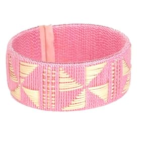 Cana Flecha Grass and Satin Pink Cuff-Narrow Band "Right on Target Cuff [Narrow Band - Pink]"