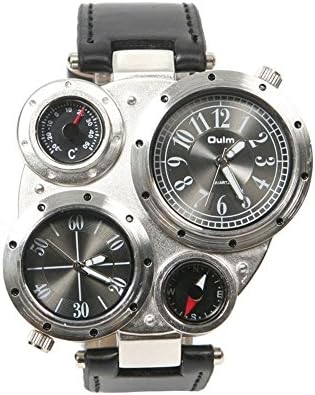 Sportsy Men'S Army Combat Outside Tool Wrist Watches Two Time Zones + Compass + Thermome Black