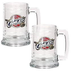 Cleveland Cavaliers NBA 2pc 15oz Glass Tankard Set - Primary Logo by Great American Products