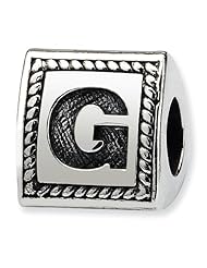 Sterling Silver Letter G Triangle Block Charm Bead Fits Pandora Chamilia Biagi Bracelet