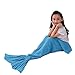 Mermaid Tail Blanket Girls Toys and Christmas Gifts Handmade Knitted Living Room Sofa Throws Perfect Birthday Present for Any Girls 55.18 Inch X 27.56 Inch (Kids-Sky Blue)