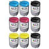 Samsung CLP300 Set of 9 Compatible Laser Toner Cartridges: 3 each of Black CLP-K300A, 2 each of Cyan CLP-C300A, Magenta CLP-M300A, Yellow CLP-Y300A by LD Products