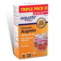 Equate - Aspirin 81 mg, Low Dose, Orange Flavor, 108 Chewable Tablets (Compare to Bayer Children's)