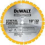 DEWALT DW3103 Series 20 10-Inch 32 Tooth ATB Thin Kerf General Purpose Saw Blade with 5/8-Inch Arbor