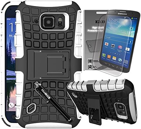 Samsung Galaxy S6 Active Grenade Combat Case® with Kick Viewing Stand by ElBolt® - White with Free HD Screen Protector and Ultra-Sensitive Pocket Clip Stylus Pen [Does Not Fit Regular Galaxy S6]