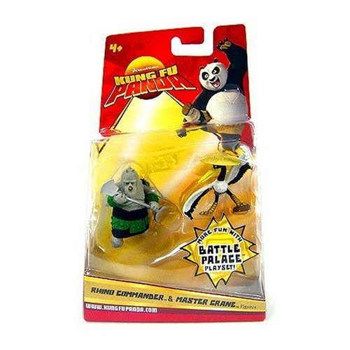 Kung Fu Panda Movies Battle Palace 2 Pack 2 Inch Tall Poseable Action Figures Playset - Rhino Commander and Master Crane