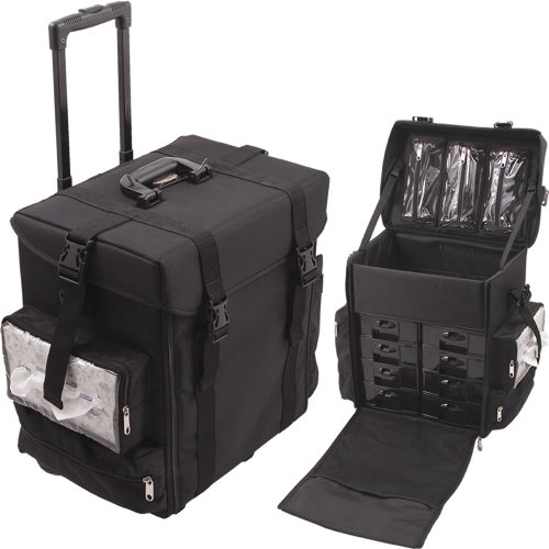 Soft Sided Nylon Professional Rolling Makeup Case with Drawers Bags All