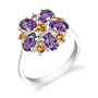 Sterling Silver 2.25 cts Oval Amethyst Round Citrine Ring Size 9