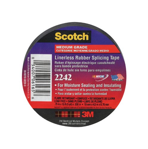 Scotch Linerless Electrical Rubber Tape, .75-Inch by 15-Foot