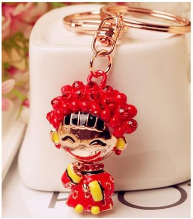 Dangle Charm unique Gift Chinese Elements Cute Bride Design Swarovski Elements Rhinestone Crystals Keychain Car Gift Accessory Handbag Purse Bag Charm Keyring for Women Ladies Girls Love Birthday Present Love Gift