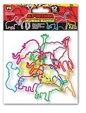 Pk of 12 Rubba Bandz Rubber Bracelets: Afrika Animals