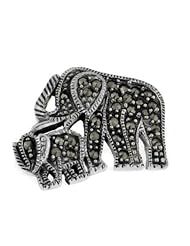 Sterling Silver Marcasite ELEPHANT Mom Baby Brooch Pin