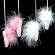 Set of 2 Pink & White Fur Dance Ballet Slipper Christmas Ornaments