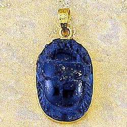 18k Gold with Lapis Scarab Pendant