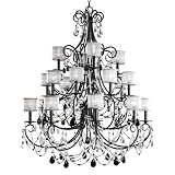 Progress Lighting P4618-131 / P8729-01 Midnight Waltz Twenty Light Candle Chandelier in Black Lacque