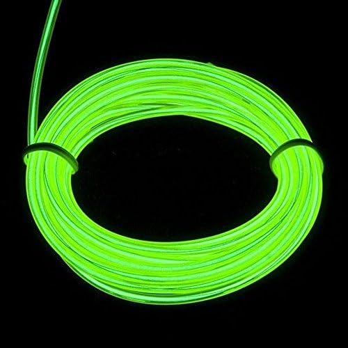 Fentac(TM) Battery Operated Neon Light El Wire for Party Show Car bar Halloween Decoration (Blue, 5m 16ft) (3m 9ft, Green)