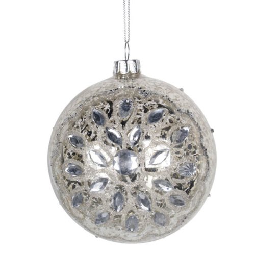 Antique Silver Glass Bauble Hanging Decoration 