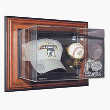 Buy Case-Up Hat and Ball Display with Engraved MLB Team Logo (Mahogany Finish) by Caseworks
