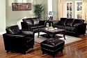 4 PCs Dark Brown Bicast Leather Contemporary Design Sofa, Loveseat, Chair, and Ottoman Set