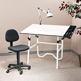 FourPiece Drafting Set with Drafting Stool White Top/White Base