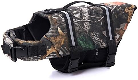 Assorted Color Dog Life Jacket Reviews Adjustable Dog Life Vest Preserver (XL, Tree Camo)