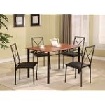 5 PC. Set Cherry Finish And Brown Metal Dining Room Kitchen Table And 4 Chairs