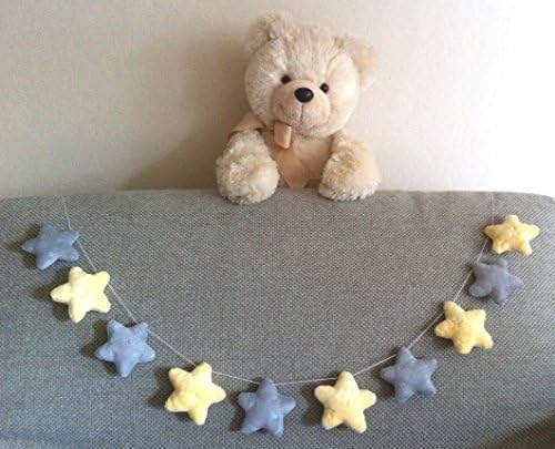 Yellow and gray felt stars garland ~ Space baby bunting ~ Girl nursery bedroom decor ~ Sunshine Banner ~ Happy Birthday wall decoration ~ Hanging girl boy stars garland ~ First birthday party