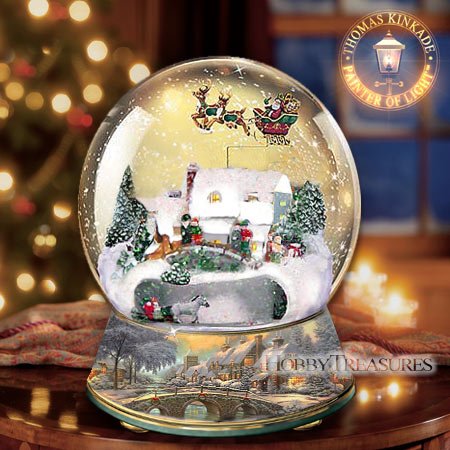 Thomas Kinkade Animated Cobblestone Christmas Musical Snowglobe