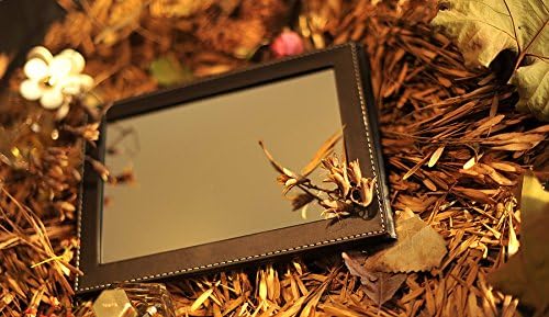 Esmezon High Quality School Style Black Cosmetic Mirror Portable Mirror PU Leather Folding Mirror