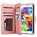 Galaxy S5 Case, ULAK Multi Card Slots Series Magnetic Wallet Case Cover for Samsung Galaxy S5 SV Galaxy S V i9600- Coral Pink
