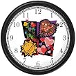 Valentine Montage - Sunshine, Flowers, Chocolate and Hearts Wall Clock by WatchBuddy Timepieces (Slate Blue Frame)