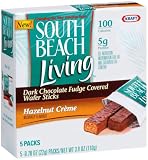 South Beach Living Dark Chocolate Fudge Covered Wafer Sticks, Hazelnut Creme, 3.9-Ounce Boxes (Pack of 6)