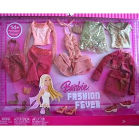 Barbie Fashion Fever - Lots of Looks! - 14+ Pieces of Fashion Clothes in Copper + Green - 2007... by Barbie