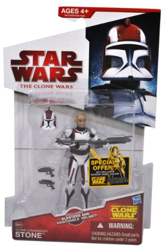 Star Wars 2010 The Clone Wars Animated Series 4 Inch Tall Action Figure CW44 Clone Commander STONE with Removable Helmet. 2 Blaster Pistols and 1 Blaster Rifle 51W4fdM3J5L Star Wars 2010 The Clone Wars Animated Series 4 Inch Tall Action Figure CW44 Clone Commander STONE with Removable Helmet. 2 Blaster Pistols and 1 Blaster Rifle