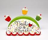 Cupcake w/a Cherry on top and heart Ceramic Napkin Holder - Birthdays! Multi-colored