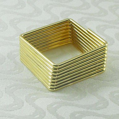 Square Gold Silver Napkin Ring,Metal, 4.5CM, Set of 12 , Golden